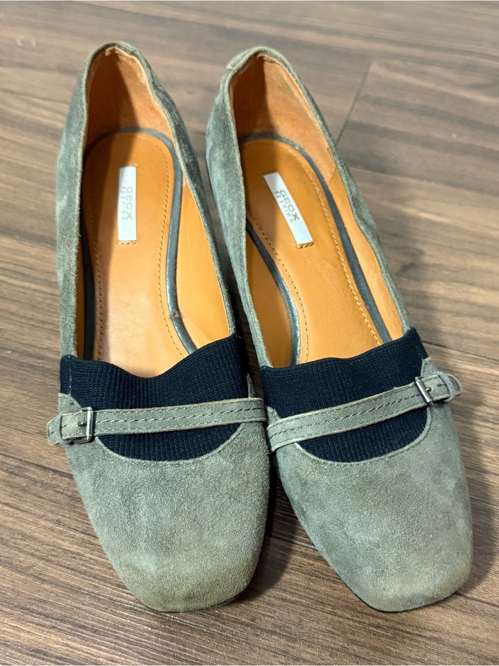 Geox Olive Suede Loafers with Black Elastic